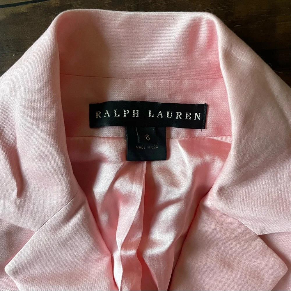 RALPH LAUREN Black Label Silk Pink Barbiecore Two-Piece Skirt Suit Women size 6 - Picture 6 of 14